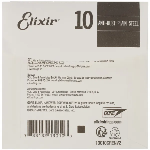 Elixir Anti-Rust Plain Steel Single .010"