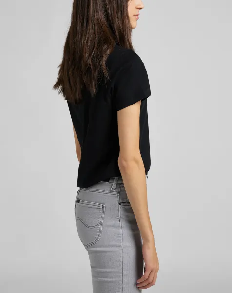 LEE Dámske tričko  L42UER01 LOGO TEE BLACK Veľkosť: L