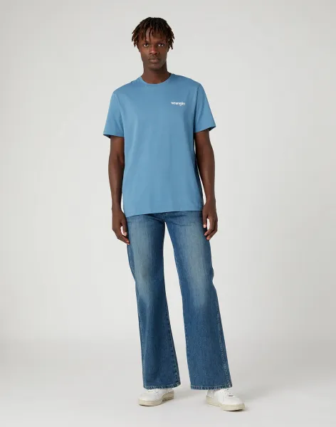 WRANGLER Dvojbalenie pánskeho trička  W7BZFQ84Z SIGN OFF TEE CAPTAINS BLUE Veľkosť: S