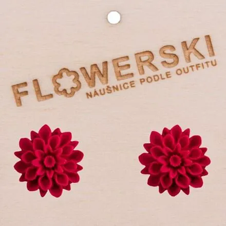 FLOWERSKI Flowerski náušnice - cranberry RED