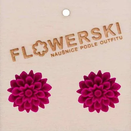 FLOWERSKI Flowerski náušnice - fresh peony RED