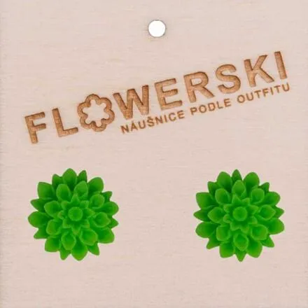 FLOWERSKI Flowerski náušnice - neon green GREEN