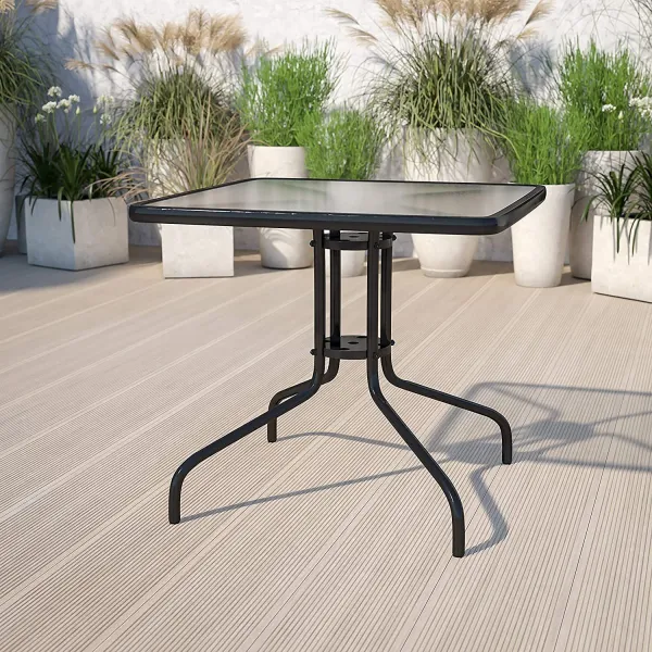 Zahradní stolek MultiGarden 80x80 cm černý/čiré sklo