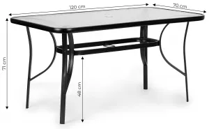 Zahradní stolek MultiGarden 120x70 cm černý/čiré sklo