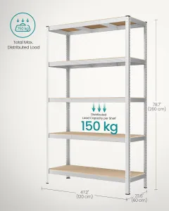 SONGMICS Odolný regál 5 políc strieborná