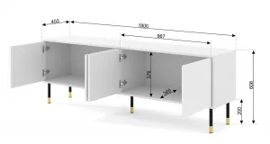 BIM TV stolík Woody 4D, 180 cm, biely matný