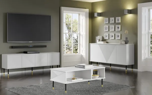 BIM Komoda Woody 4D, 180 cm, biely mat
