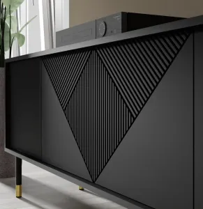 BIM Komoda Woody 4D, 180 cm, čierna matná