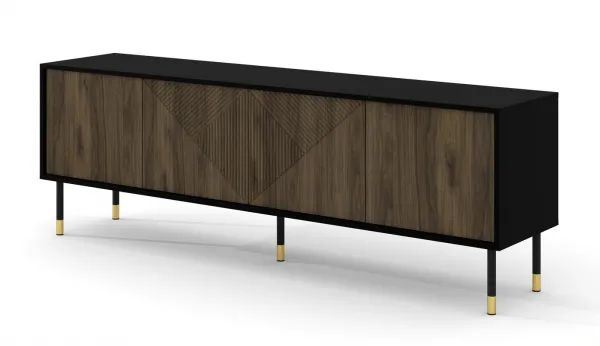 BIM TV stolík Woody 4D, 180 cm, čierny matný/pacifický orech