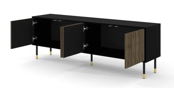 BIM TV stolík Woody 4D, 180 cm, čierny matný/pacifický orech