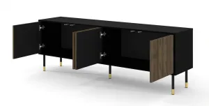 BIM TV stolík Woody 4D, 180 cm, čierny matný/pacifický orech