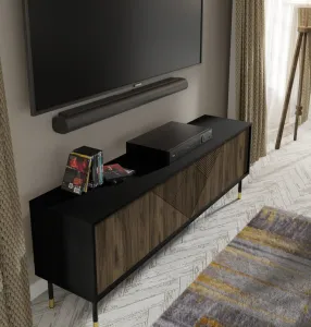 BIM TV stolík Woody 4D, 180 cm, čierny matný/pacifický orech