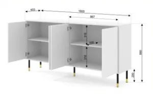 BIM Komoda Woody 4D, 180 cm, biely mat