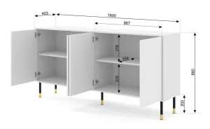 BIM Komoda Woody 4D, 180 cm, čierna matná