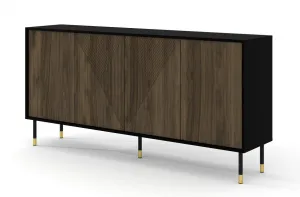 BIM Komoda Woody 4D, 180 cm, čierny mat/pacifický orech