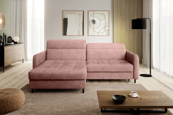 Eltap Rohová rozkládací sedací souprava GOMSI 228 cm Touch 24 růžová levá