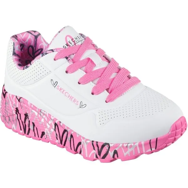 Skechers UNO LITE - LOVELY LUV Detská voľnočasová obuv, biela, veľkosť