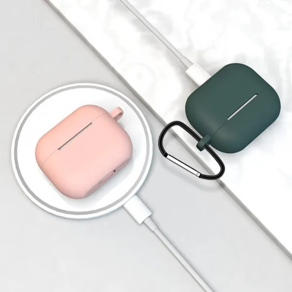 Mäkké silikónové púzdro na slúchadlá Apple AirPods 3 s klipom, ružové (púzdro D)