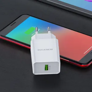 Borofone adaptér BN5 Jingrui - USB, QC 3.0, 18W, biela