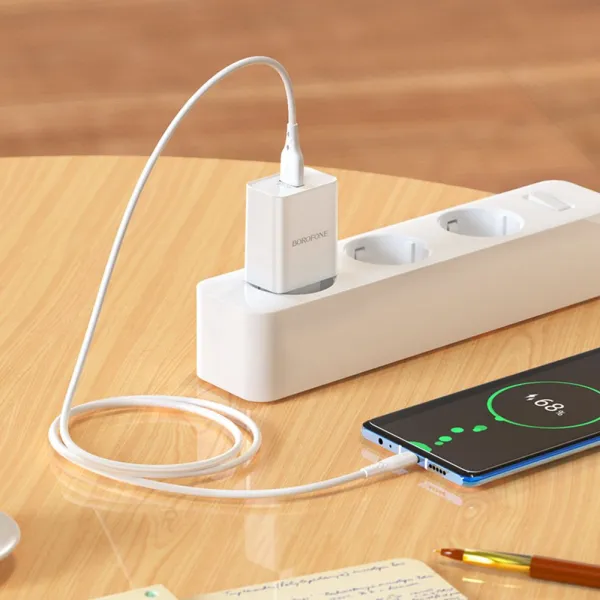 Borofone adaptér BN5 Jingrui - USB, QC 3.0, 18W, biela