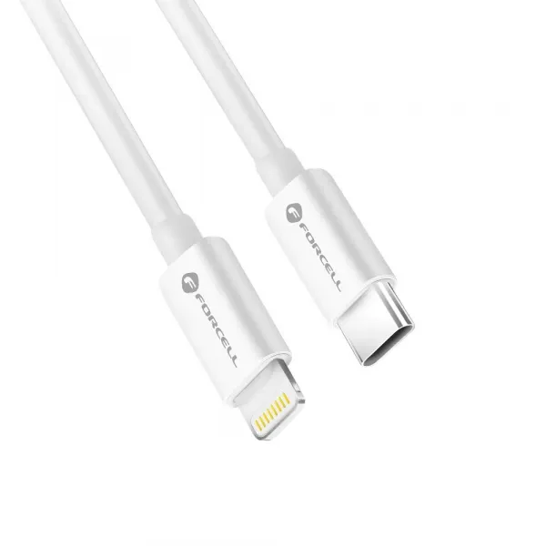 Forcell kábel USB-C - Lightning, MFi, 3A/9V, 30W, C901, 1m, biely
