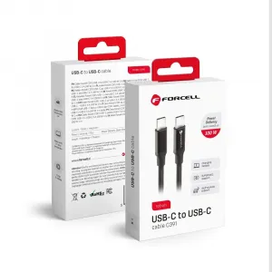 Forcell kábel USB-C - USB-C, QC4.0, 5A/20V, PD100W, E-mark / 4K / Thunderbolt / 20Gbit/s, C391, 1 m, čierny