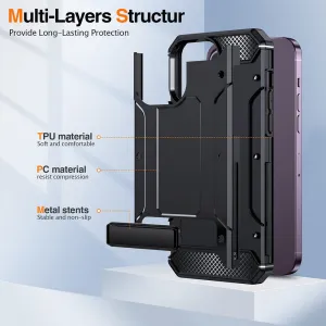 Techsuit Hybrid Armor Kickstand, iPhone 15 Pro Max, čierny