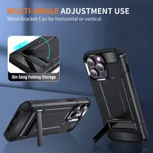 Techsuit Hybrid Armor Kickstand, iPhone 15 Pro Max, čierny