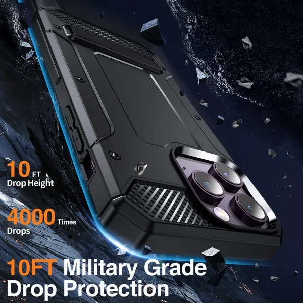 Techsuit Hybrid Armor Kickstand, iPhone 15 Pro Max, čierny