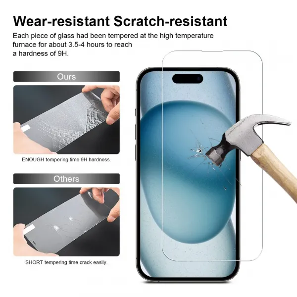 JP Long Pack Tvrdených skiel, 3 sklá na telefón s aplikátorom, iPhone 15 Plus