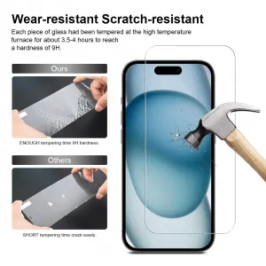 JP Long Pack Tvrdených skiel, 3 sklá na telefón s aplikátorom, iPhone 15 Plus