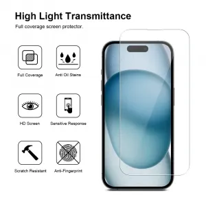 JP Long Pack Tvrdených skiel, 3 sklá na telefón s aplikátorom, iPhone 15 Plus