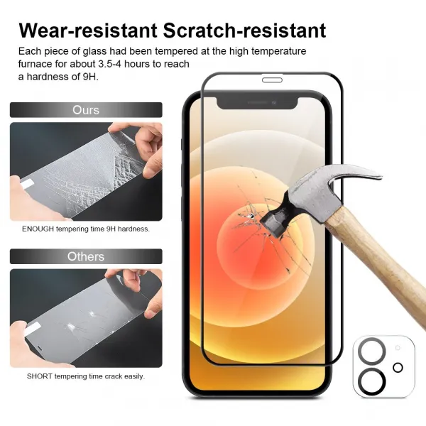 JP Full Pack Tvrdených skiel, 2x 3D sklo s aplikátorom + 2x sklo na šošovku, iPhone 12 Mini