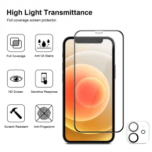 JP Full Pack Tvrdených skiel, 2x 3D sklo s aplikátorom + 2x sklo na šošovku, iPhone 12 Mini