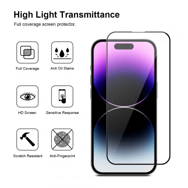 JP 3D sklo s inštalačným rámom, iPhone 14 Pro MAX, čierne