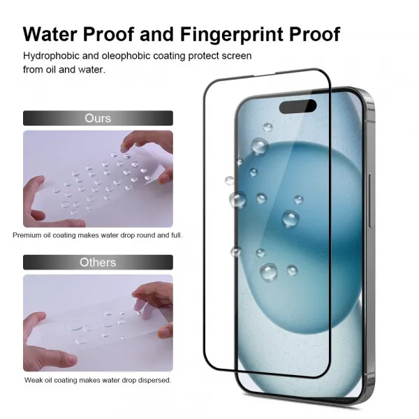 JP 3D sklo s inštalačným rámom, iPhone 15 Plus, čierne