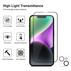 JP Full Pack Tvrdených skiel, 2x 3D sklo s aplikátorom + 2x sklo na šošovku, iPhone 14