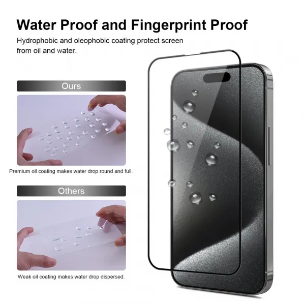 JP Full Pack Tvrdených skiel, 2x 3D sklo s aplikátorom + 2x sklo na šošovku, iPhone 15 Pro