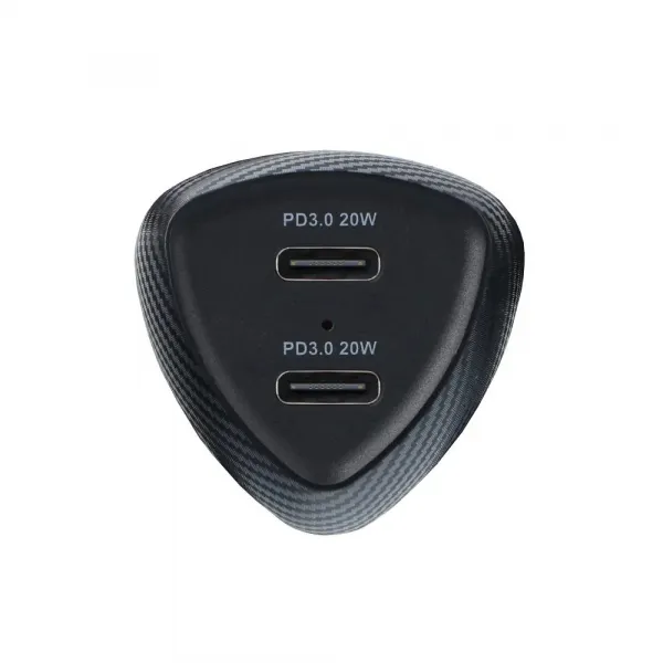 Forcell Carbon Adaptér do auta, 2x USB-C 3.0 PD20W, CC50-2C, čierny
