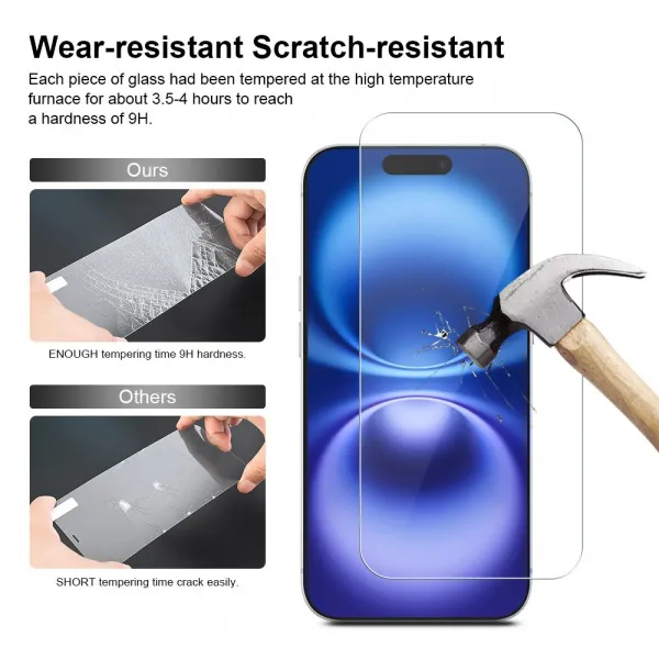 JP Long Pack Tvrdených skiel, 3 sklá na telefón s aplikátorom, iPhone 16 Plus