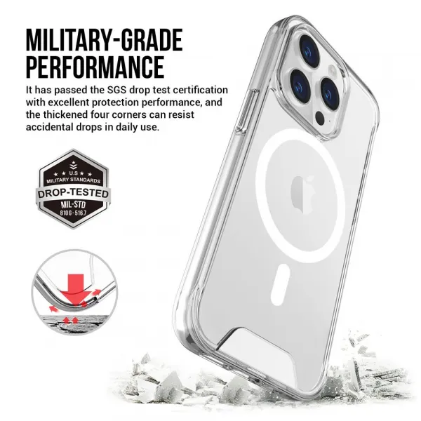 JP MagFit MagSafe obal s 1.2M SGS certifikátom, iPhone 15 Pro, priehľadný