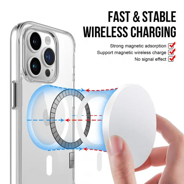 JP MagFit MagSafe obal s 1.2M SGS certifikátom, iPhone 15 Pro, priehľadný