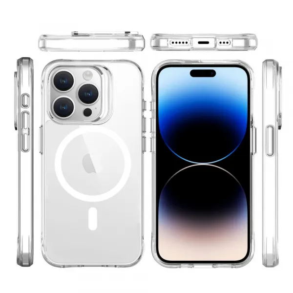 JP MagFit MagSafe obal s 3M SGS certifikátom, iPhone 15 Pro, priehľadný