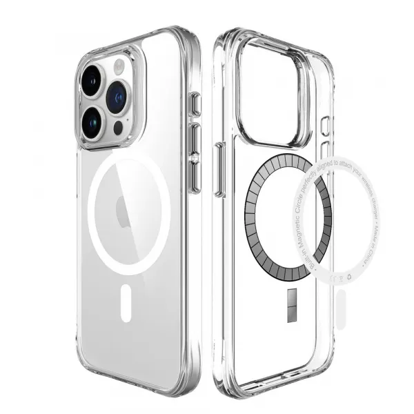 JP MagFit MagSafe obal s 3M SGS certifikátom, iPhone 15 Pro, priehľadný