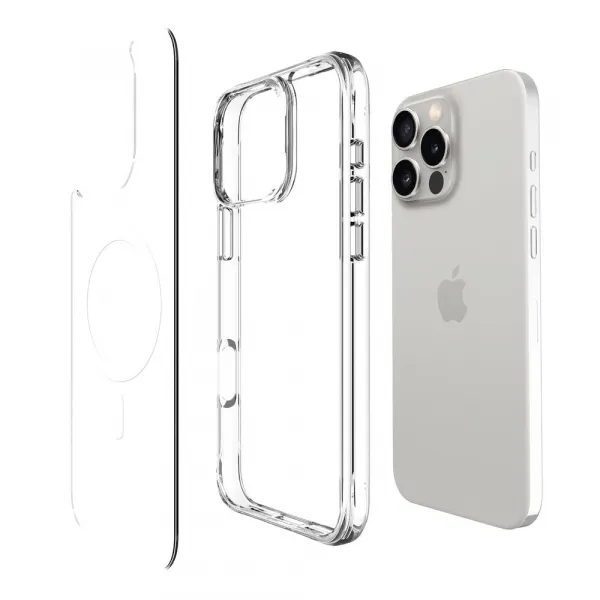 JP MagFit MagSafe obal s 3M SGS certifikátom, iPhone 16 Pro Max, priehľadný