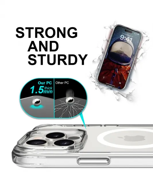 JP MagFit MagSafe obal s 3M SGS certifikátom, iPhone 16 Pro Max, priehľadný