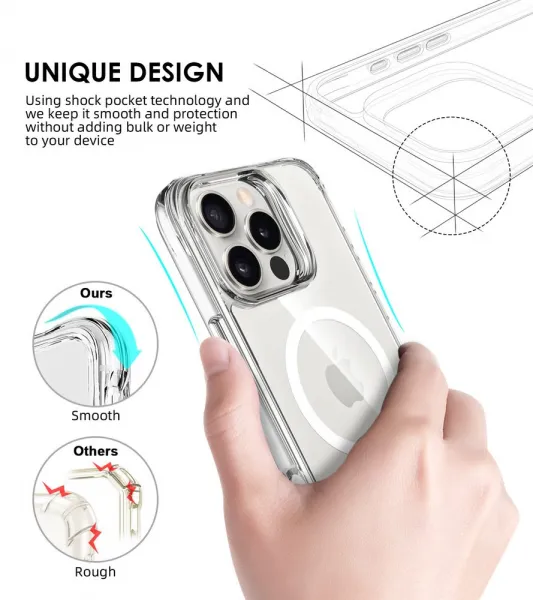 JP MagFit MagSafe obal s 3M SGS certifikátom, iPhone 16 Pro Max, priehľadný