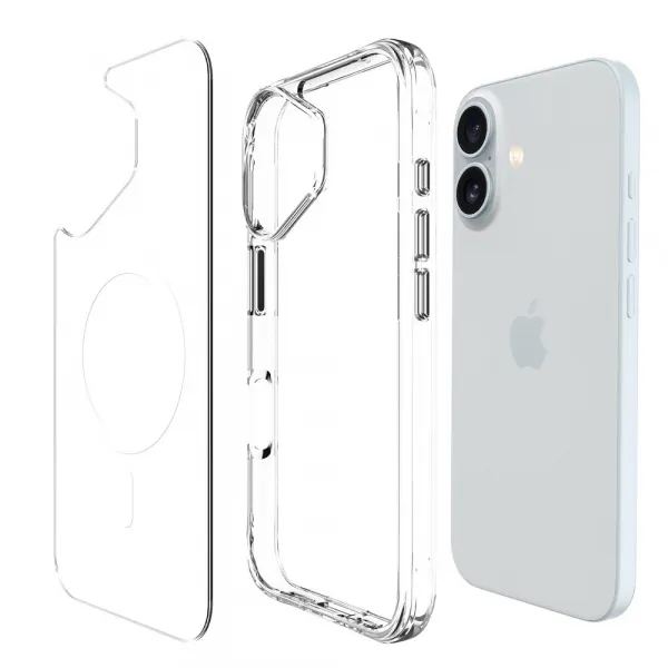 JP MagFit MagSafe obal s 3M SGS certifikátom, iPhone 16 Plus, priehľadný
