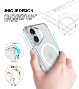 JP MagFit MagSafe obal s 3M SGS certifikátom, iPhone 16 Plus, priehľadný