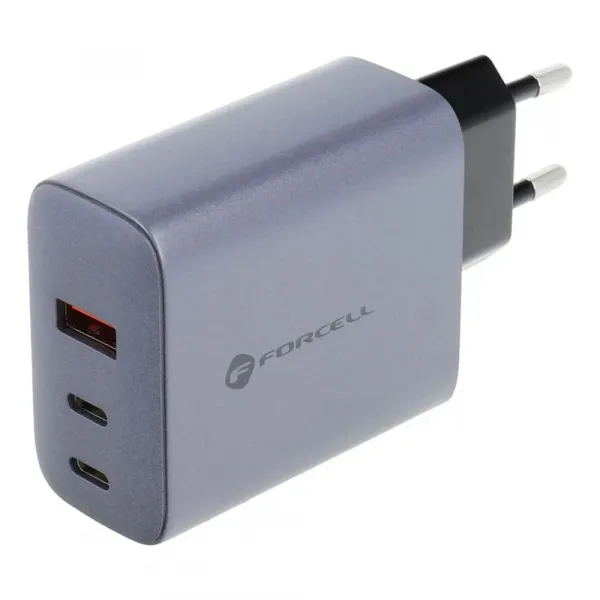 Forcell F-Energy adaptér VT-42B 65W GaN 2x USB-C a USB A, sivý